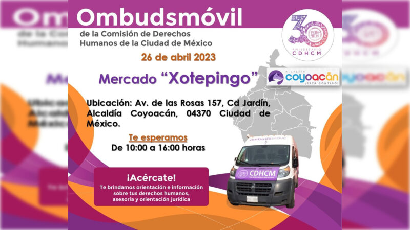 Invitan al Ombudsmóvil de CDHCDMX en Coyoacán