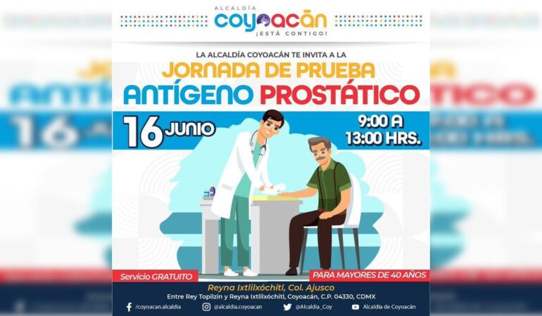 Invitan a la Jornada de Prueba de Antígeno Prostático en Coyoacán