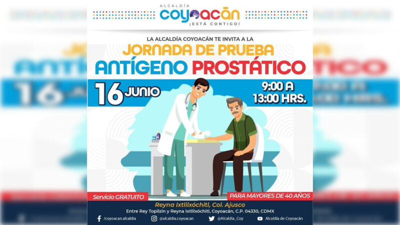 Invitan a la Jornada de Prueba de Antígeno Prostático en Coyoacán