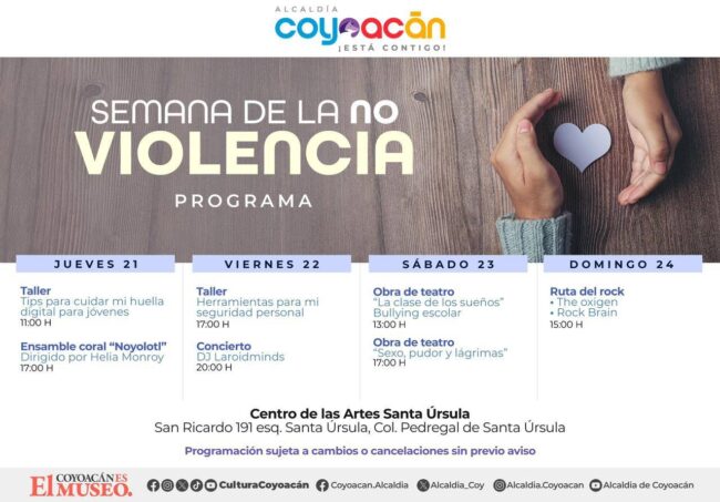 Invita Coyoacán a “Semana de la no violencia”