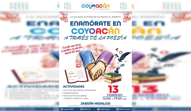 Invitan al evento  «Enamórate de Coyoacán a través de la poesía”