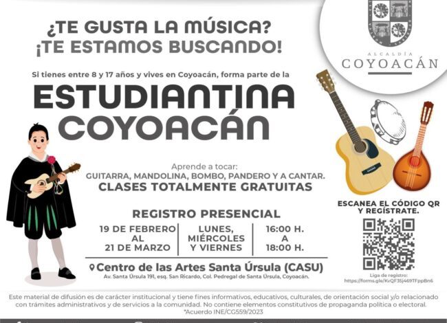 Invitan a integrarse a la Estudiantina de Coyoacán