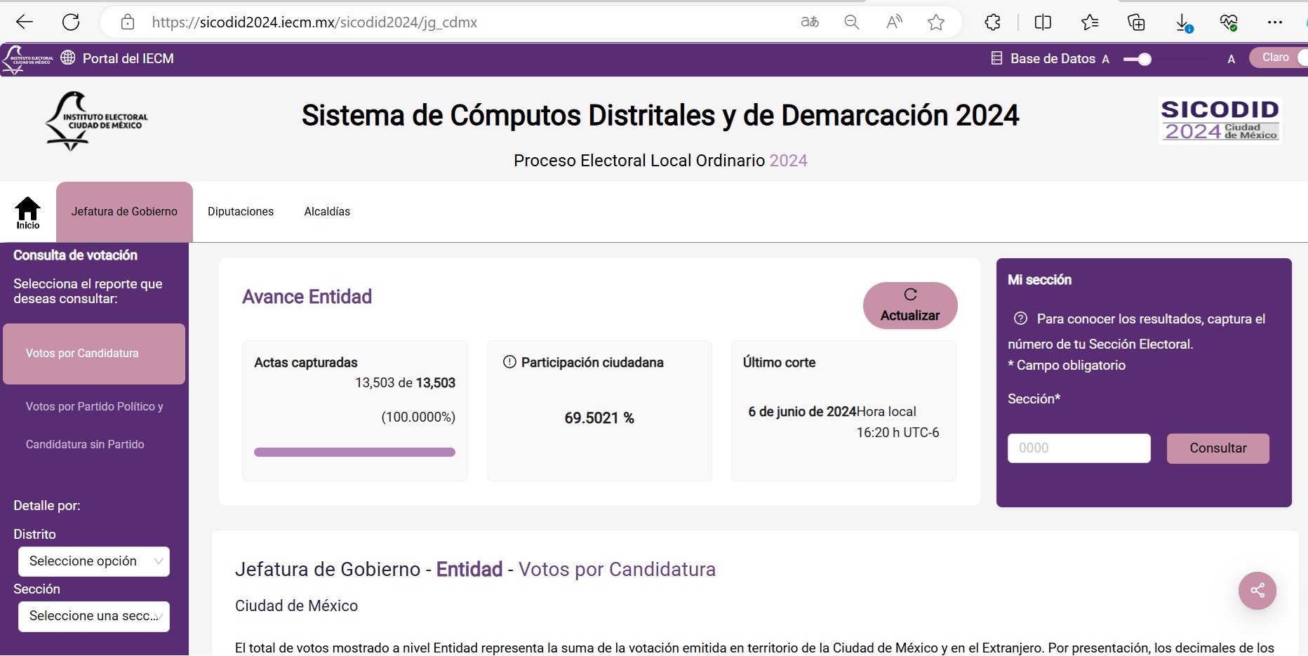 IECM abre micrositio con resultados electorales