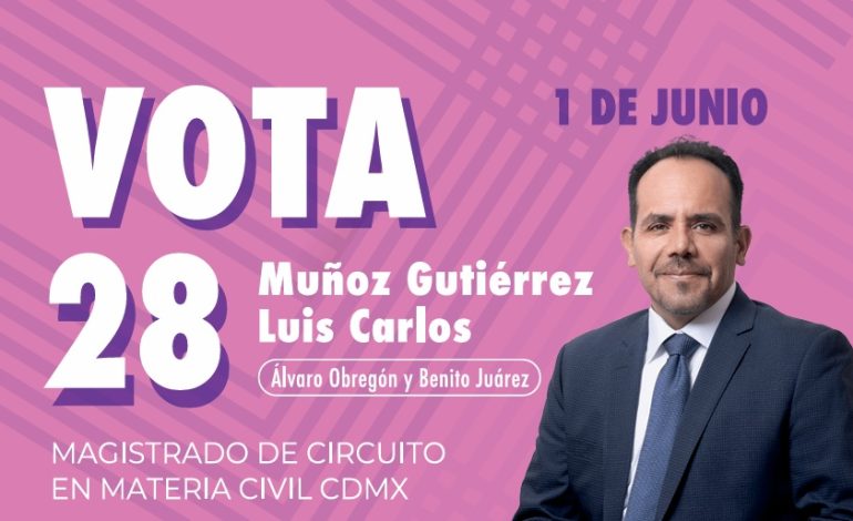Luis Carlos Muñoz Gutiérrez, candidato a magistrado de circuito en materia civil por el Distrito Judicial 3, que comprende alcaldías Álvaro Obregón y Benito Juárez, ubicado en la boleta rosa con el número 28, dice enfático que con la elección judicial para nada se pone en riesgo la figura del amparo, que es la última instancia de los derechos humanos, de protección ante la arbitrariedad de las autoridades. FOTOS: INE / Especial