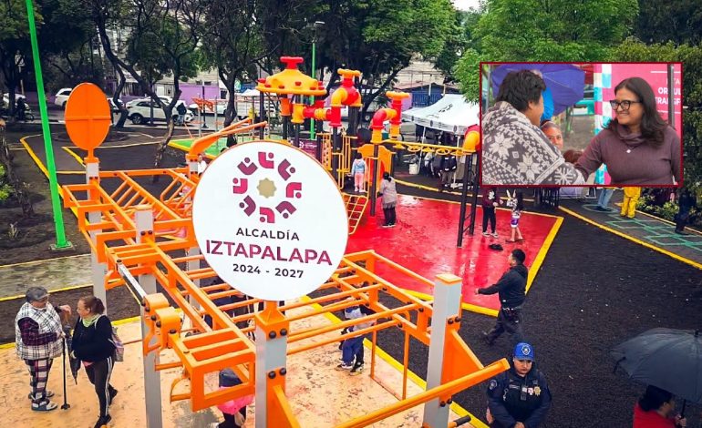 Para beneficio de toda la comunidad, pero en especial de las y los niños, la alcaldesa de Iztapalapa, Aleida Alavez Ruiz, entregó el renovado parque infantil de la colonia Ejército de Agua Prieta, fruto de la colaboración entre diversas áreas del gobierno local. FOTO: Especial